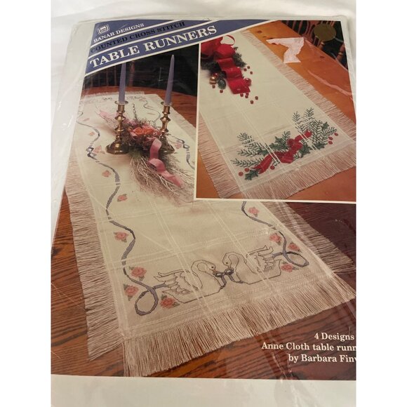 Leisure Arts Table Runners Cross Stitch Kit By Barbara Finwall  4 Designs - Picture 2 of 13